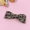 Detailed macro view showing the leopard print fabric texture and bow design - Tan Leopard Bow Hair Accessory (6#)