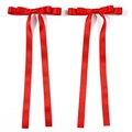 Lot de deux barrettes à nœuds en satin rouge de style ballet avec de longs rubans - Rouge