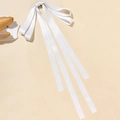 Barrette élégante en satin blanc avec longs rubans au style minimaliste épuré - Blanc