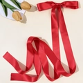 Red satin long ribbon bow hair clip for women, elegant sailor style hair accessory - Red