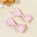Nahaufnahme von zwei rosa Satin-Haarspangen mit Schleifen für einen süßen Mädchen-Look - Satin-Schleifen-Clips Stil(1#)