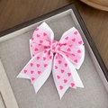 Süße rosa-weiße Haarschleife mit Herzmuster für Mädchen, elegantes Haar-Accessoire - Rosa