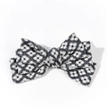 Detail of floral bow tie accessory featuring vintage black and white print and textured fabric - Floral Bowknot Style / Charcoal Gray