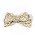 Floral bowtie hair accessory made of linen fabric with vintage pattern on white background - Floral Bowknot Style / Warm Khaki