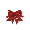 Rote Samtschleife für Weihnachten mit goldenen Sternen und festlichem Glitzer-Finish - Kurzer Stil / Rot Kurz
