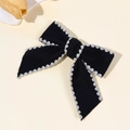Detalle de pinza para el pelo con lazo negro, bordado blanco y textura de estilo retro - Estilo 3(3#)