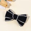 Detalle de lazo negro de tela con bordes bordados ondulados blancos para mujer - Estilo 4(4#)