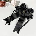 Große schwarze Haarschleife mit goldenem Glitzer und Herzanhänger im Gothic-Stil - Lange Bänder Streamer Design (3#)