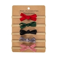 Detalle de set de 5 lazos hechos a mano para bebé con colores lisos y patrón de cuadros rojos - Diademas con Lazo Gingham Colores Clásicos (DP336-2)