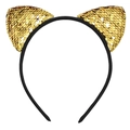 Cerchietto con orecchie da gatto in paillettes dorate per capelli bambina scintillante - Oro