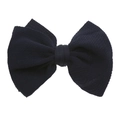 Dettaglio del fiocco in tessuto blu navy con trama a nido d'ape per fascia da neonata - Accessorio per capelli con fiocco / Nero
