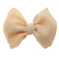 Dettaglio della fascia per capelli con fiocco in tessuto waffle giallo chiaro a trama - Accessorio per capelli con fiocco / Bianco Sporco