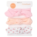 Lot de 3 bandeaux oreilles de lapin pour bébé en tissu élastique avec nœuds papillon - Rose Orange Pois Blanc