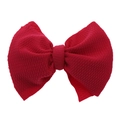 Dettaglio del fiocco in tessuto a nido d'ape rosso scuro su fascia per capelli bimbi - Accessorio per capelli con fiocco / Rosso rosa
