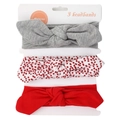 Lot de 3 bandeaux pour bébé avec nœuds oreilles de lapin en gris, rouge et à carreaux - Gris Motif Carré Rouge Rouge