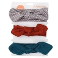 Lot de trois bandeaux pour bébé avec nœuds en gris à pois, rouge et sarcelle sur carte - Gris Pois Rouge Brique Cyan Foncé