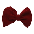 Dettaglio della trama in maglia a coste bordeaux su un grande fiocco per capelli bimbi - Accessorio per capelli con fiocco / Borgogna
