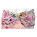Detailed view of baby headband with large bow and pastel watercolor floral patterns - Pink Purple Watercolor Floral (KK14-34#)