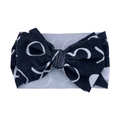 Detail shot of black and white waffle textured bow headband for baby girls - Black White Ribbed Material (KK14-114#)