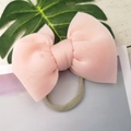 Detail of pink puffy bow headband for infants with high-elasticity nylon band - Off White
