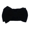 Detail shot of a soft black nylon headband for babies with a large oversized bow - Black
