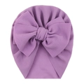 Purple textured bubble fabric baby turban hat with a large bow for toddlers and girls - One Size / Light Purple