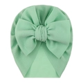 Mint green waffle fabric baby turban hat with large bow for girls aged 0-5 years - One Size / Mint