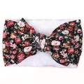 Detail of baby headband with oversized floral bow in vibrant red and orange colors - Vintage Red Floral (KK14-82#)