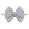 Diadema con lazo lavanda para niñas con tela suave texturizada y banda elástica de nailon - Blanco