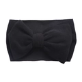 Détail d'un bandeau pour bébé en tissu noir doux et élastique avec grand nœud - Noir