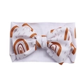 Detail of floral infant headband with large bow and vintage rainbow print patterns - Lavender Vintage Rainbow (KK14-193#)