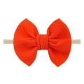 Elastic nylon headband with orange waffle texture bow for infants and toddlers - Orange