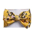 Floral print baby headband with large yellow bow and soft elastic fabric for infants - Yellow BW Floral (KK14-180#)