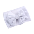 Elastic baby headband with a large white velvet bow decoration in a minimalist style - White