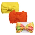 Three-piece baby bow headband set with yellow, orange, and citrus fruit print patterns - Yellow Orange Citrus Set (KK01-30+KK01-29+KK14-179)