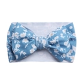 Floral print baby headband with oversized bow in light blue and white flower patterns - Blue White Small Floral (KK14-192#)