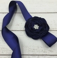 Dark blue satin flower belt with pearl center for kids and maternity photography - Navy Blue