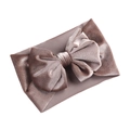 Dusty pink velvet baby headband featuring a large bow for toddlers and infants - Coffee