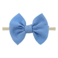 Minimalist sky blue waffle fabric bow headband with elastic nylon band for infants - Light Blue