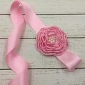 Pink satin flower belt with pearls for kids and maternity photography props - Pink