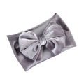 Elegant smoke gray velvet baby headband featuring a large plush bow decoration - Dark Gray