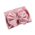 Fascia per neonati in velluto rosa antico con un grande fiocco a doppio strato morbido - Rosa Chiaro