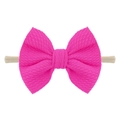 Hot pink textured bow headband for babies with soft nylon band for cute style - Rose Red