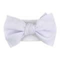 Soft stretch nylon baby headband with a large textured bow in a pale lavender color - White