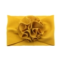 Bandeau bébé jaune vif en maille gaufre avec une grande décoration florale en relief - Jaune Gingembre