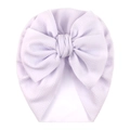 Gorro turbante para bebé lavanda en punto de nido de abeja con gran lazo decorativo - Talla única / Blanco