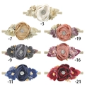 Detailed set of 7 colorful handmade flower headbands with rhinestones for babies - Multicolor Floral Collection Style (LKL02)