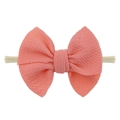 Pink waffle knit bow headband for babies with a soft high-elastic nylon band - Watermelon red
