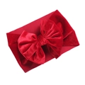 Fascia per neonati in velluto rosso scuro con fiocco grande e banda elastica - Rosso