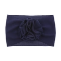 Bandeau bébé bleu marine extensible avec texture gaufrée et ornement floral étagé - Bleu marine